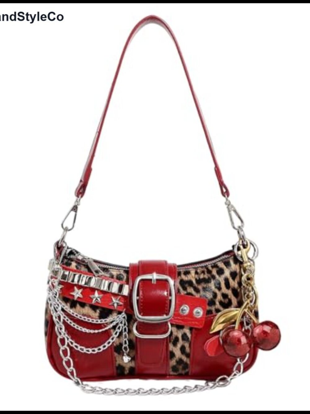 Studded Y2K Chain Clutch Shoulder Bag Faux Leather